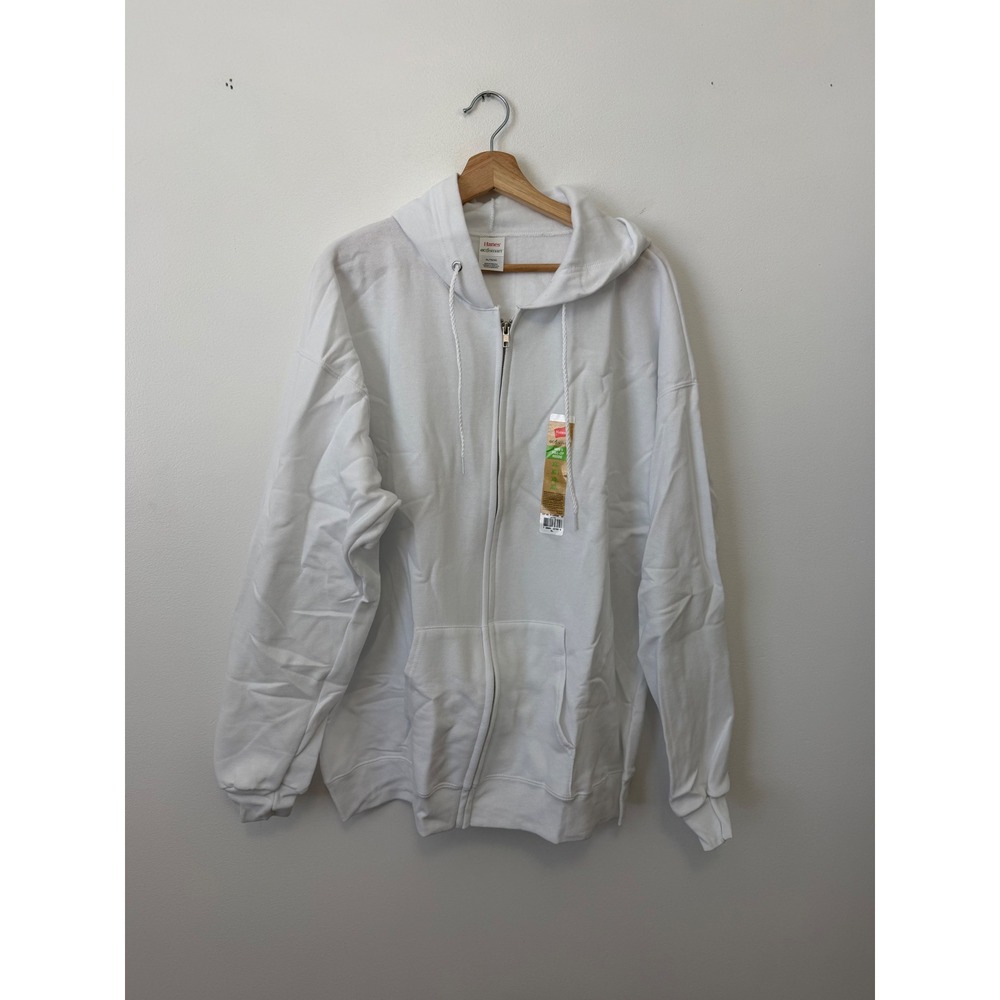 Hanes Men's Basic Zip-Up Jacket – White – Size XL – NWT - Picture 1 of 4